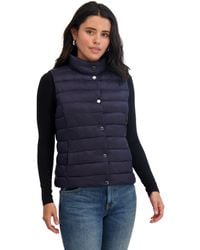 Tahari - Quilted Lightweight Vest With Snap Closure - Lyst