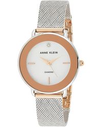 Anne Klein - Genuine Diamond Dial Mesh Bracelet Watch - Lyst