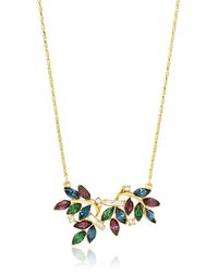 Ben-Amun - Maharaji Swarovski Crystal Floral Marquise Cut Pendant Gold Necklace - Lyst