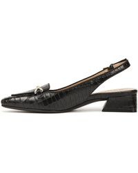 Naturalizer - S Lindsey Slingback Pointed Toe Low Block Heel Pump Black Croc Leather 7 W - Lyst