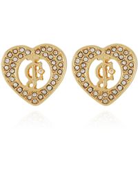 Juicy Couture - Pave Crystal Glass Stone Heart Shaped And Initials Logo Stud Earrings - Lyst