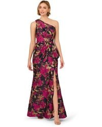 Adrianna Papell - Jacquard One-shoulder Gown - Lyst