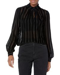 PAIGE - Bryla Top Long Sleeve Striped Burnout Mock Neck In Black - Lyst