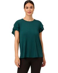 Adrianna Papell - Solid Pleat Double Sleeve Top - Lyst