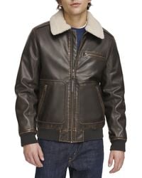 Levi's - Faux Leather Aviator Bomber Jacket With Sherpa Collar - Lyst