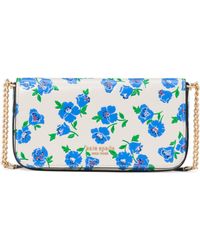 Kate Spade - Devin Springtime Blooms Embossed Saffiano Leather Flap Chain Wallet - Lyst