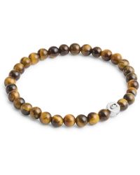 COACH - Sterling Silver Signature Tiger's Eye Bead Stretch Bracelet - Lyst