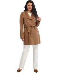 Tahari - Double-faced Luxury Soft Wool Blend Peacoat- Wrap Wool Coat With Removable Belt - Lyst