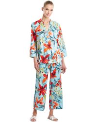 Natori - Tropical Breeze-satin Long Sleeve Pj Length 25" Inseam 26" - Lyst