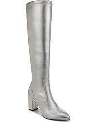 Franco Sarto - S Katherine Knee High Heeled Boots Silver Metallic Stretch 9.5 M - Lyst