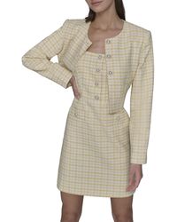 Karl Lagerfeld - Paris Tweed Printed Scoop Neck Cropped Jacket - Lyst