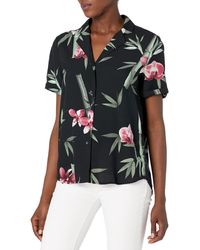 28 Palms Loose-fit 100% Silk Tropical Vacation - Black
