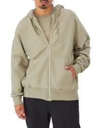 Champion - , Reverse Weave, Sweatshirt, Fleece Zip-up Hoodie For , Washed Khaki - Lyst