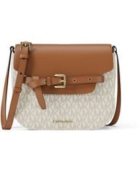 MICHAEL Michael Kors - Mk Emilia Small Signature Logo Saddle Crossbody Bag - Lyst