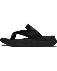 Fitflop - F-mode Go Webbing Flatform Sling Toe-post Sandals All Black 7 Medium - Lyst