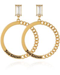 Juicy Couture - Stone Post Drop Goldtone Half Chain And Sleek Hoop Earrings - Lyst
