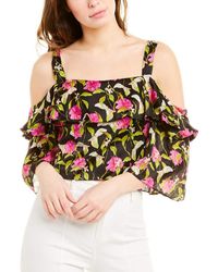 MILLY - Small Calla Lily Print On Chiffon Audrey Ruffle Crop Top - Lyst