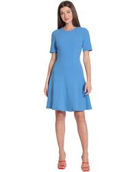 Maggy London - Petite Short Sleeve Fit And Flare Scuba Crepe Dress - Lyst