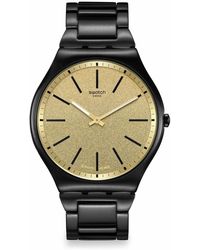 Swatch - Skin Irony 42 Watch Casual Plastic Black Quartz Waterproof Dashing Slate - Lyst