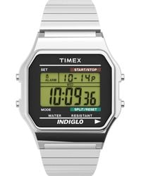 Timex - T78587 Classic Digital Silver-tone Stainless Steel Expansion Band Watch - Lyst