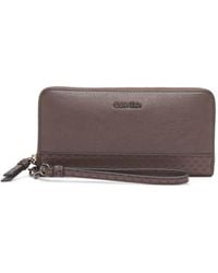 Calvin Klein - Key Item Saffiano Continental Zip Around Wallet With Wristlet Strap - Lyst