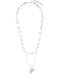 Two Tone Lucky Brand Teardrop Layer Necklace JWEL4900 One Size 