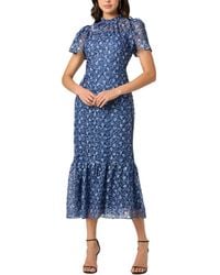 Shoshanna - Midnight Floral Printed Mesh Martine Dress - Lyst