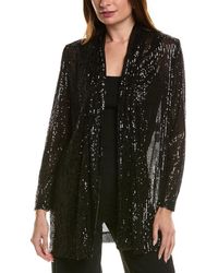 Anne Klein - Sequin Drape Front Cardigan Jacket Asphalt - Lyst