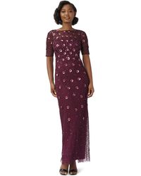 Adrianna Papell - Ap1e209314 Short Sleeve 3d Floral Embellished Evening Dress - Lyst