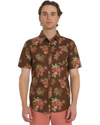 Billabong - Printed Short Sleeve Woven Button Down Shirt - Lyst