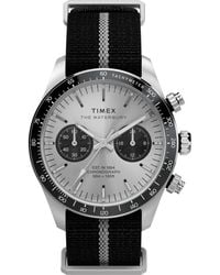 Timex - Black Slip-thru Double Layer Silver-tone Dial Stainless Steel - Lyst