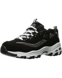Skechers - Sport D'lites Memory Foam Lace-up Sneaker,me Time Black/white,7 W Us - Lyst