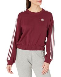 adidas - Essentials 3-stripes French Terry Cropped Sweatshirt - Lyst