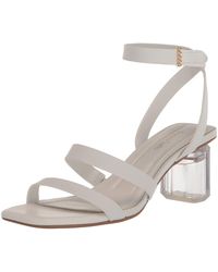 Franco Sarto - S Lisa Strappy Sandal Lucite Heel White Leather 8.5 M - Lyst