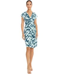 Maggy London - Sophisticated V-neck Cap Sleeve Knee Length-side Tie Waist Wrap Cocktail Dress - Lyst