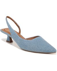 Franco Sarto - Sarto S Devin Pointed Toe Kitten Heel Slingback Pump Denim Blue Fabric 9.5 M - Lyst