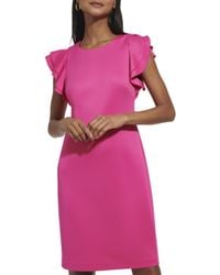 Tommy Hilfiger - Flutter Sleeve Scuba Dress - Lyst