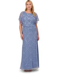 Adrianna Papell - Plus Size Beaded Blouson Gown - Lyst