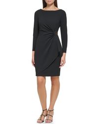DKNY - Long Sleeve V-neck Side Ruched Sheath With Hardware Dress - Lyst