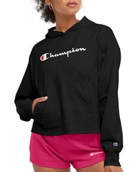 Champion - , Hoodie For , 100% Cotton, Midweight Sweatshirt, Multiple Colors, Classic Script, Black, X-small - Lyst