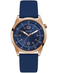 Guess - Blue Strap Blue Dial Rose Gold Tone - Lyst