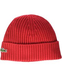 Lacoste - Ribbed Wool Beanie - Lyst