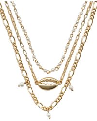 Lucky Brand - Delicate Pearl And Shell Layer Necklace - Lyst