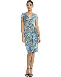 Maggy London - Cap Sleeve V-neck Wrap Midi-knee Length Tie Waist-special Occasion Wedding Guest Dress - Lyst