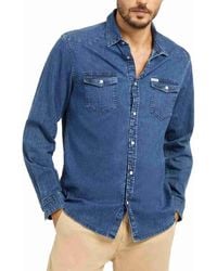 Guess - Camicia Jeans Uomo Shirt Jeans Slim Blu Dark Wash ES24GU03 M4RH02D3PF4 XL - Lyst