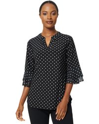 Kasper - 3/4 Sleeve V-neck Polka Dot Tunic Top - Lyst