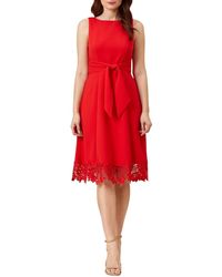 Adrianna Papell - Knit Crepe And Lace Midi Dress - Lyst