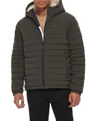 Tommy Hilfiger - Stretch Poly Hooded Packable Jacket With Sherpa Lining - Lyst