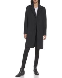 DKNY - Walker Outerwear Wool Faux-leather Trim - Lyst