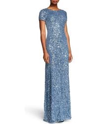 Adrianna Papell - Womens Short-sleeve All Over Sequin Gown Dresses - Lyst